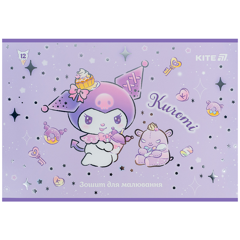 Тетрадь для рисования, 12 лист., скоба, фольга + УФ лак, Hello Kitty-2 (HK25-241-2) Kite - фото 6