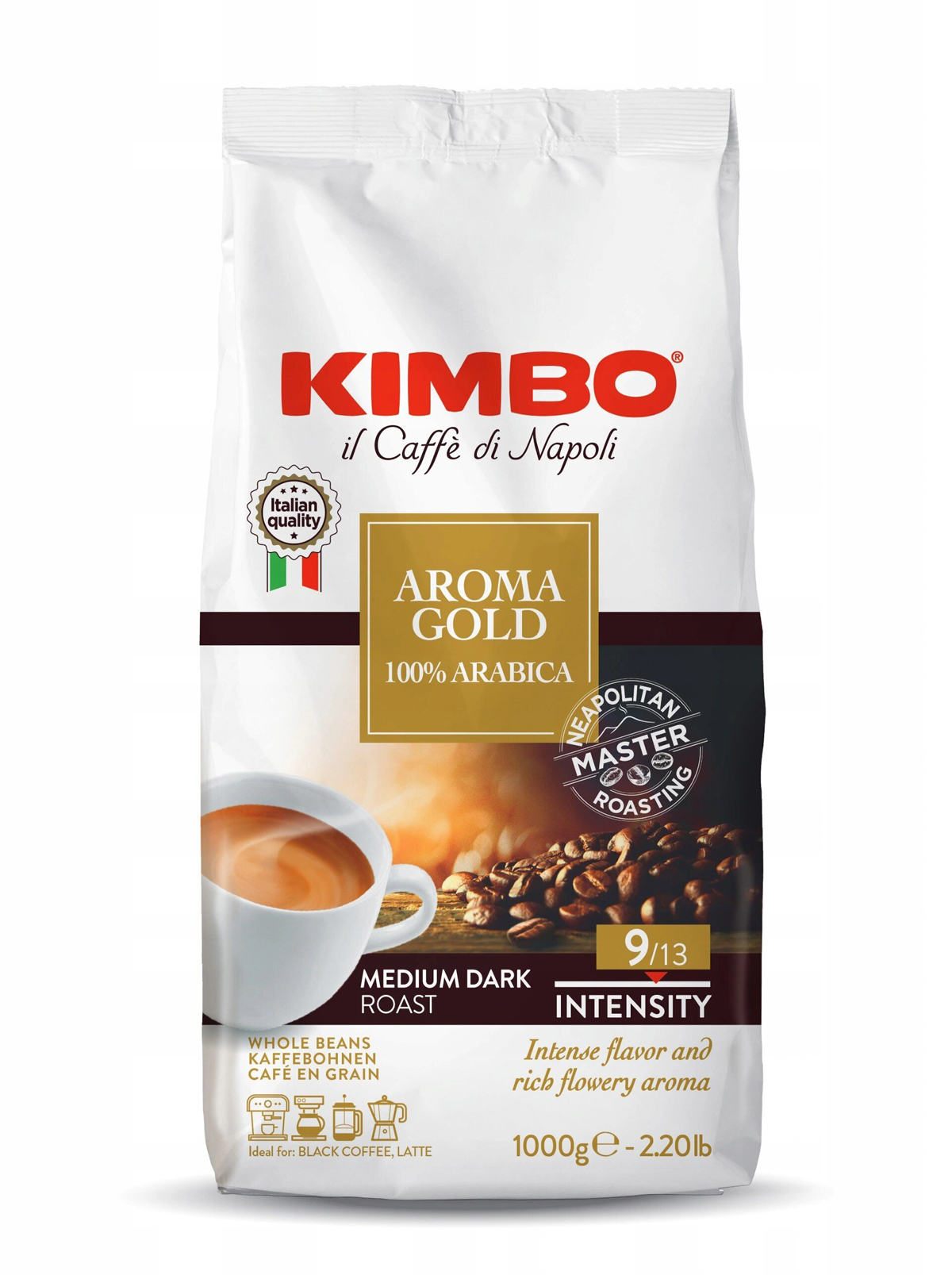 Кофе в зернах Aroma Gold, 100% арабика, 1000г. (8002200102180) KIMBO - фото 1