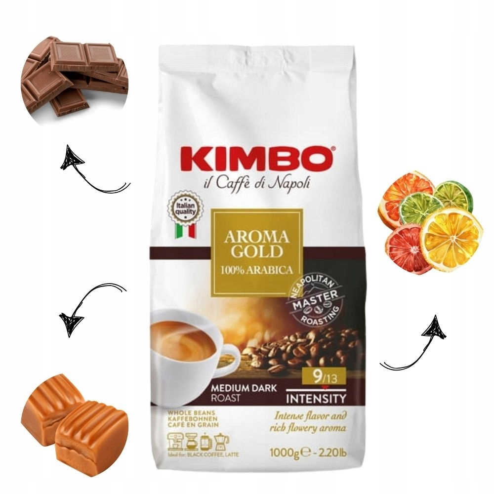 Кофе в зернах Aroma Gold, 100% арабика, 1000г. (8002200102180) KIMBO - фото 2