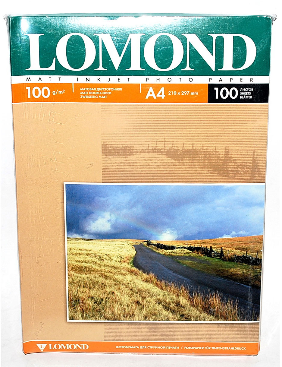 Фотобумага двусторонняя матовая/матовая А4, 100гр./м2., 100листов Lomond - фото 1