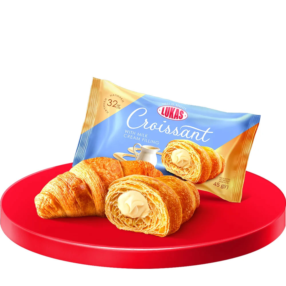 Круассанчик с Молочно-кремовым наполнителем в индивидуальной упаковке, 1,35кг. (30*45г.) Лукас - фото 2