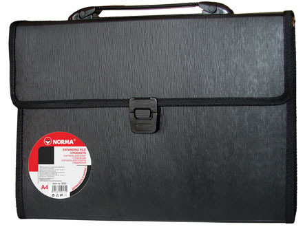 Портфель-картотека на 3 відділення, А4, чорн. NORMA - фото 2