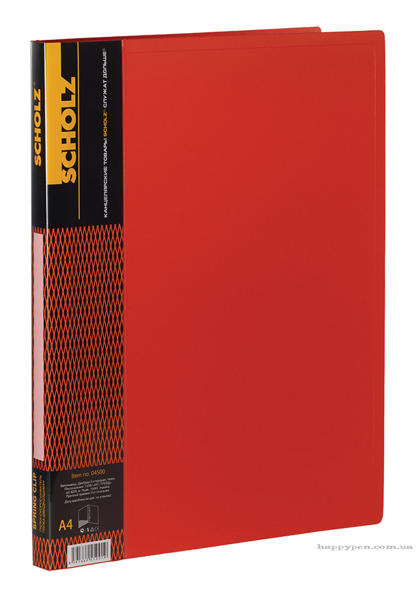 Папка зі швидкозшивачем та бічною кишенею, 20мм., пластик, черв. Scholz - фото 3