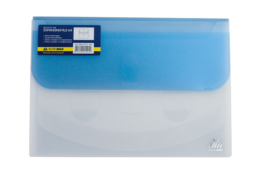 Папка-конверт на липучке А4 Travel на 4отд., полупрозр., ассорт. BuroMax - фото 8