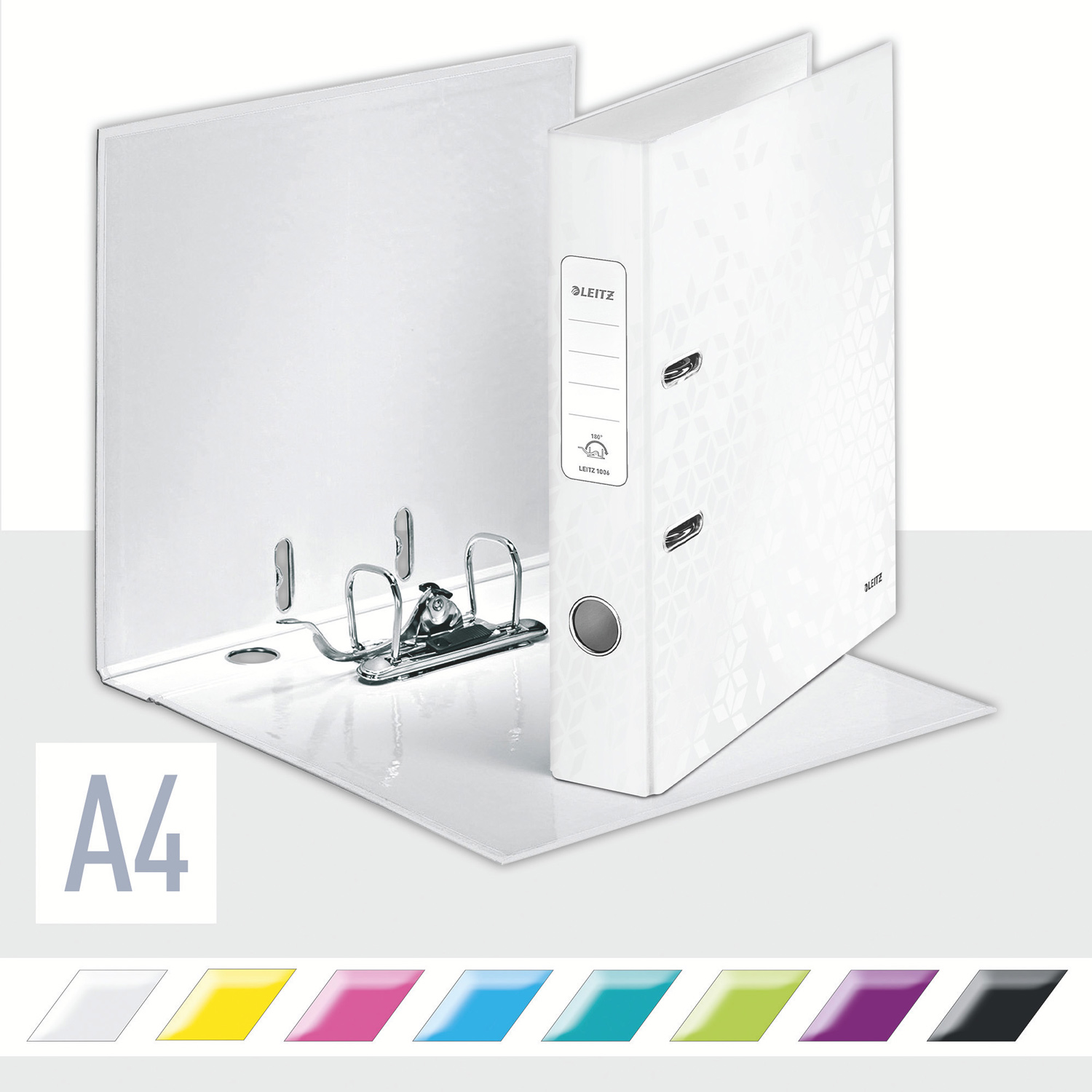 Реєстратор 8см. А4 (PP) 180°, Wow, метал. біл. LEITZ - фото 6