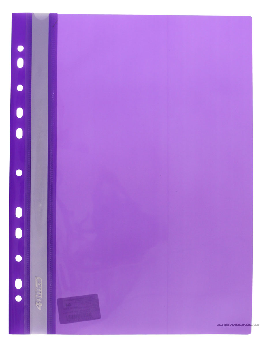 Скоросшиватель с прозрачным верхом и европерфорацией, А4, фиолет. 4Office - фото 2