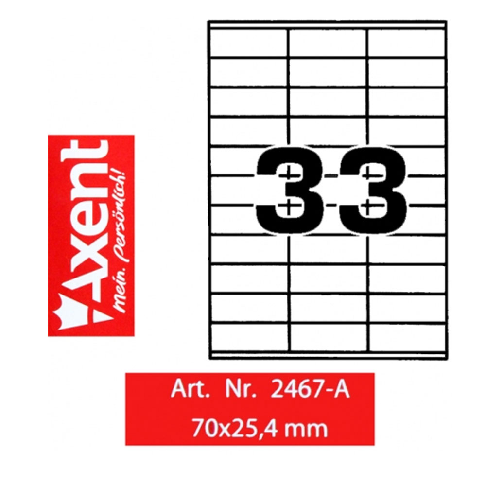 Наклейки (33) 70X25,4мм, 100арк/уп., прямокутні краї Axent - фото 4