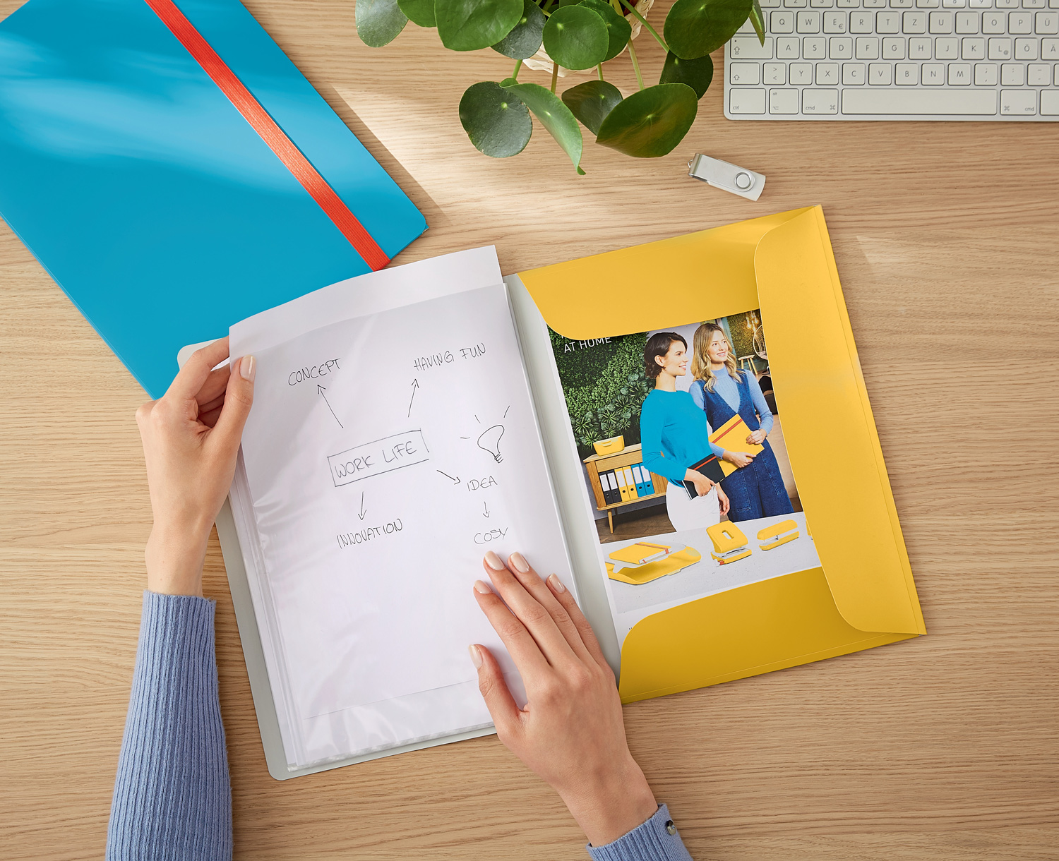 Папка на 20 файлов COSY с тремя клапанами на резинке, желт. LEITZ - фото 6