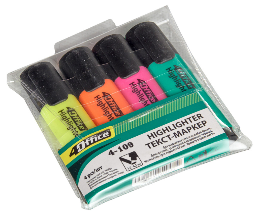 Маркер текстовый 4-109, 1-5мм., набор 4шт./уп. 4Office - фото 7