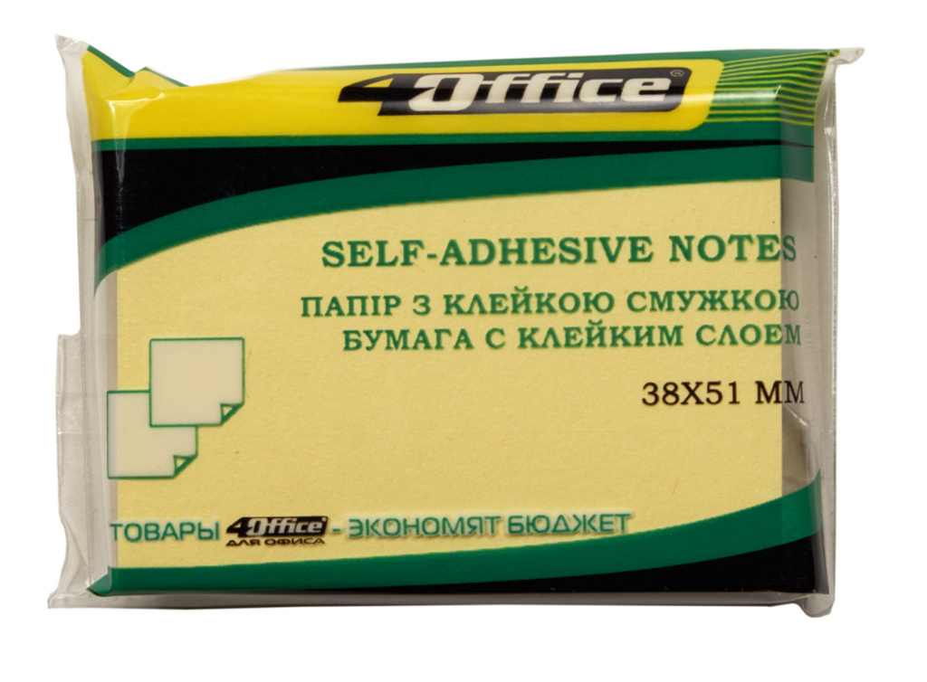 Блок паперу з клейким шаром  38*51мм.*100л., асорті 4Office - фото 3