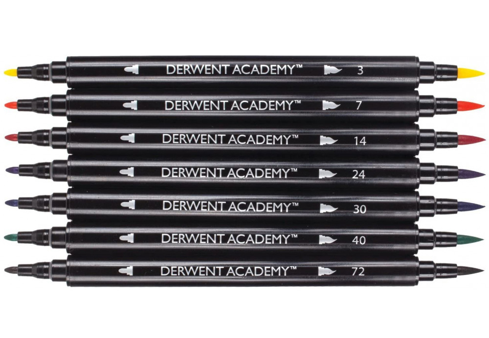 Маркеры водорастворимые 8шт./уп. двусторонние с кисточкой WATERSOLUBLE MARKERS , ассорт. Derwent - фото 4