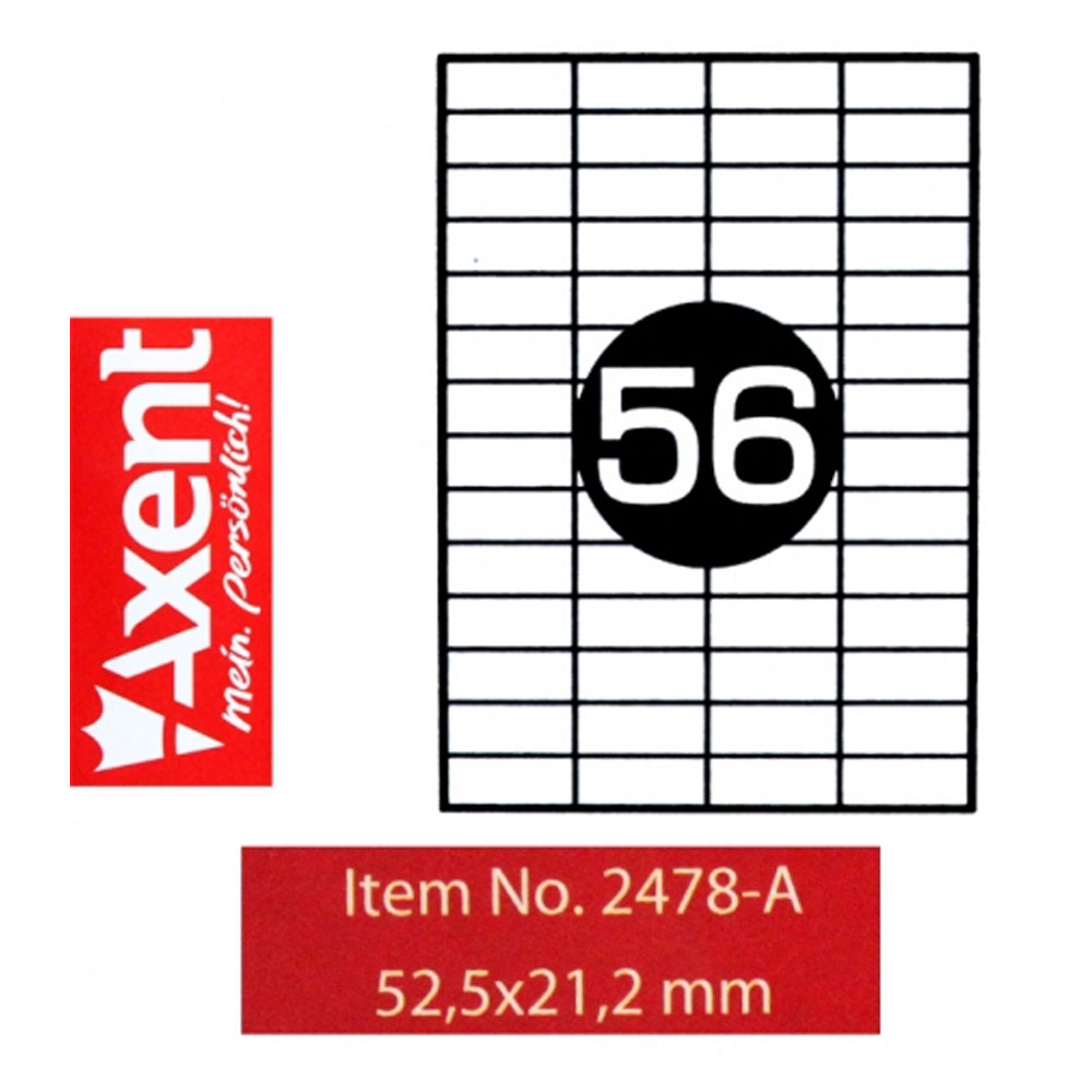 Наклейки (56) 52,5X21,2мм., 100л./уп., прямоугольные края Axent - фото 3