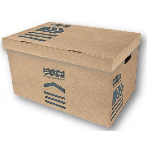Контейнер для архівних коробок, відкривається зверху, на 6кор. по 80мм, або 5кор. по 100мм, коричн. BuroMax - фото 2