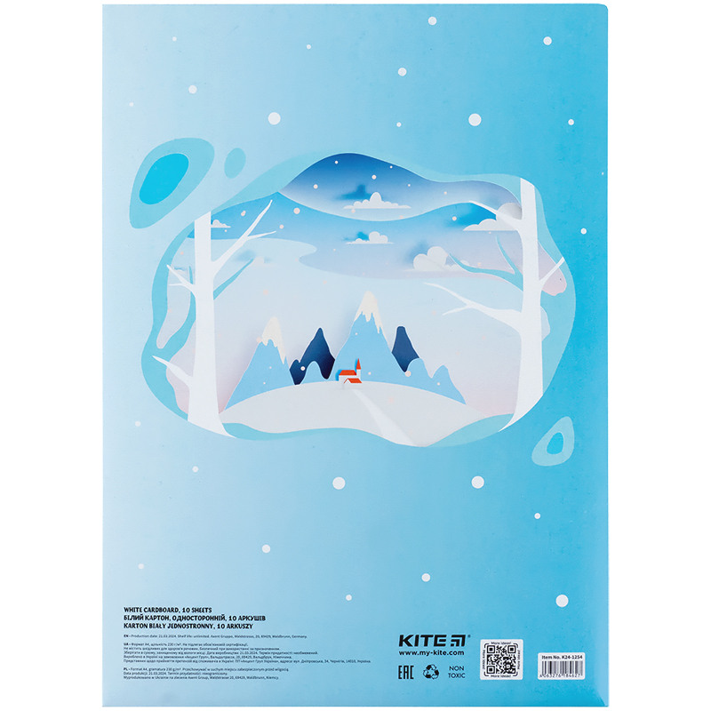 Картон белый односторонний А4 (10 л), папка, Kite Kite - фото 3