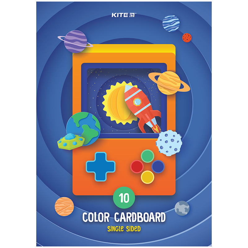 Картон цветной одност. А4 (10 л/ 10 цв), папка, Kite Kite - фото 2