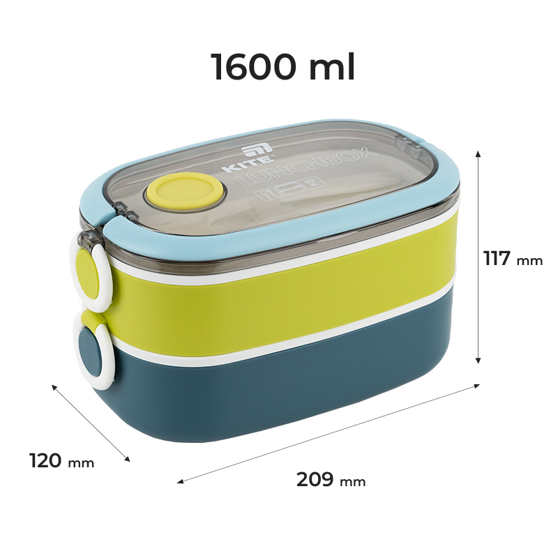 Ланчбокс двойной с наполнением 1600 мл, синий (K25-1181-2) Kite - фото 4