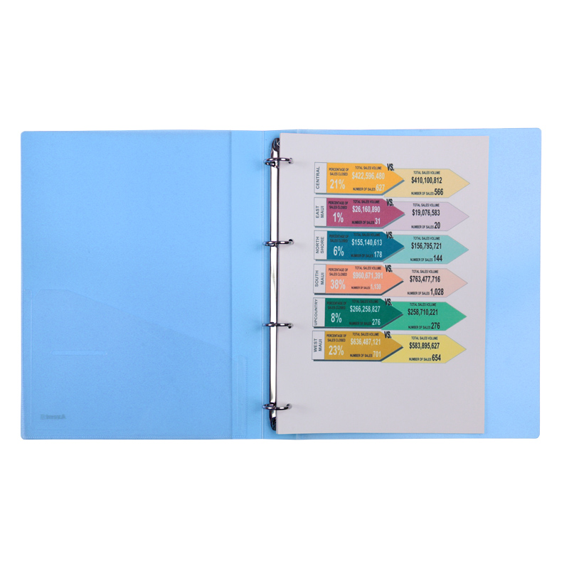 Папка на 4-х кольцах, 35 мм, прозрачная синяя Axent - фото 1