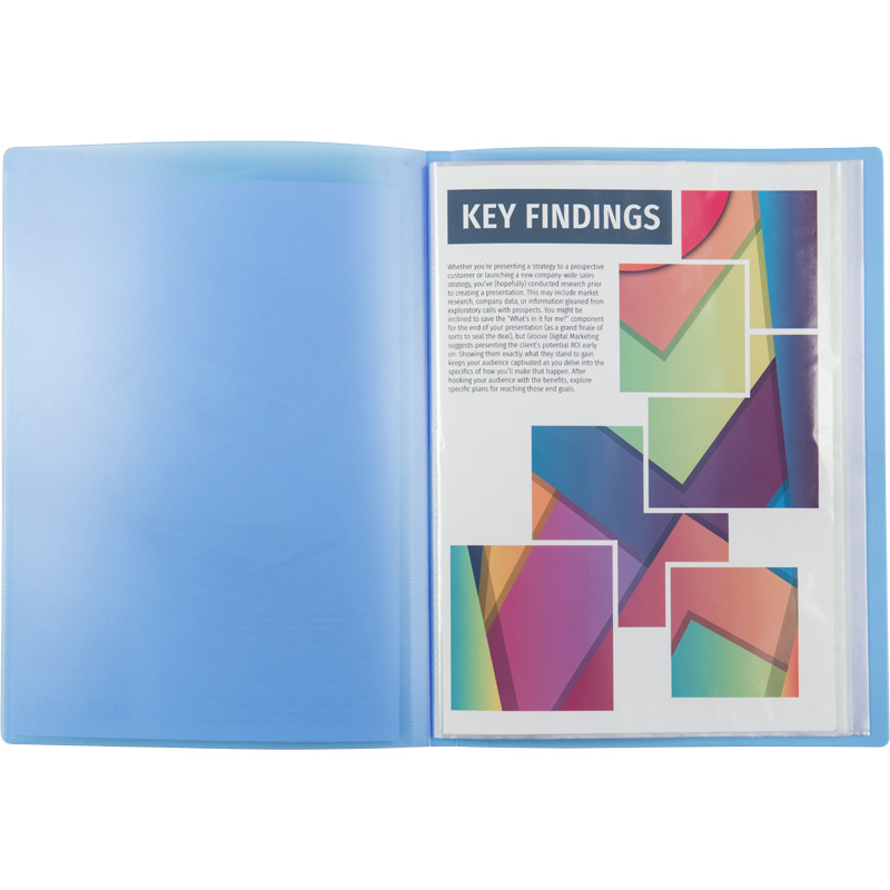 Дисплей-книга с карманом, А4, 20 файлов, прозрачная синяя Axent - фото 3