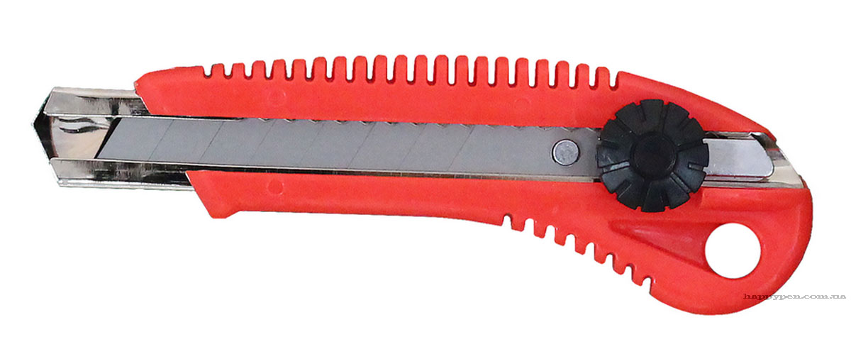 Нож канцелярский большой 18мм., метал. направляющая, винтовой фиксатор лезвия NORMA - фото 3