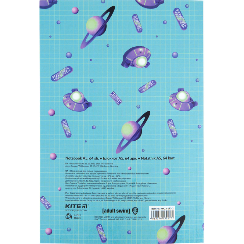 Блокнот, термобиндер А5, 64 лист., Rick & Morty-2 (RM23-193-2) Kite - фото 3