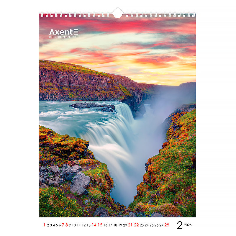 Календарь настенный 2026 г., формат А3 (297*420мм.), 13листов, Waterfalls Axent - фото 9