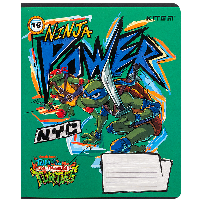 Зошит 18 арк., кл., софт тач + УФ лак, Ninja Turtles (NT24-236) Kite - фото 8