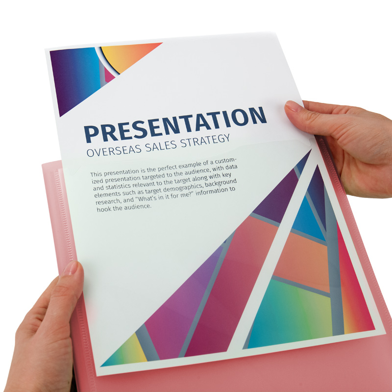 Дисплей-книга с карманом, А4, 20 файлов, прозрачная розовая Axent - фото 4