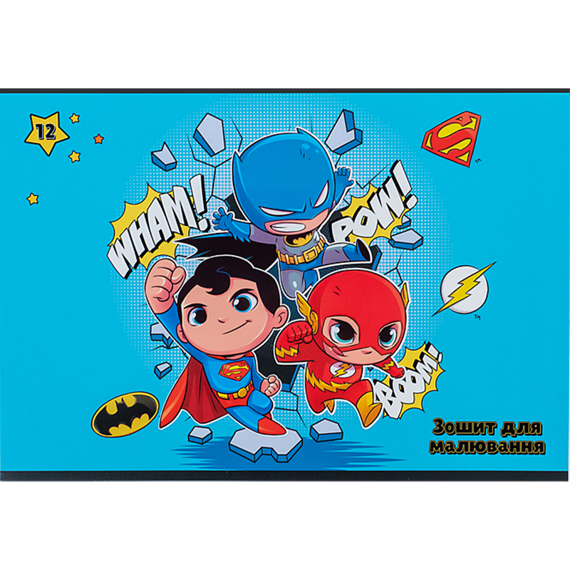 Зошит для малювання, 12 арк., скоба, софт тач + УФ лак, «DC Comics» Kite - фото 5