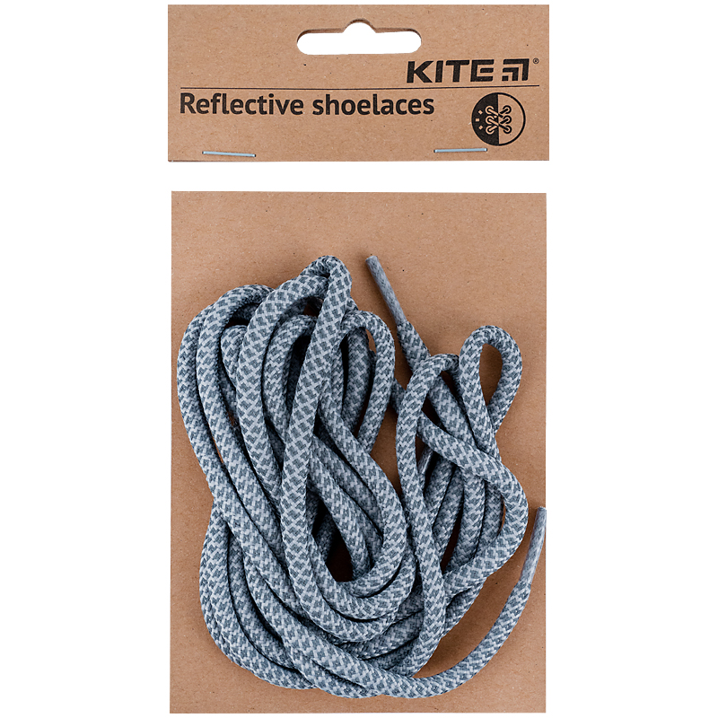 Шнурки для обуви светоотражающие, серый Kite - фото 2