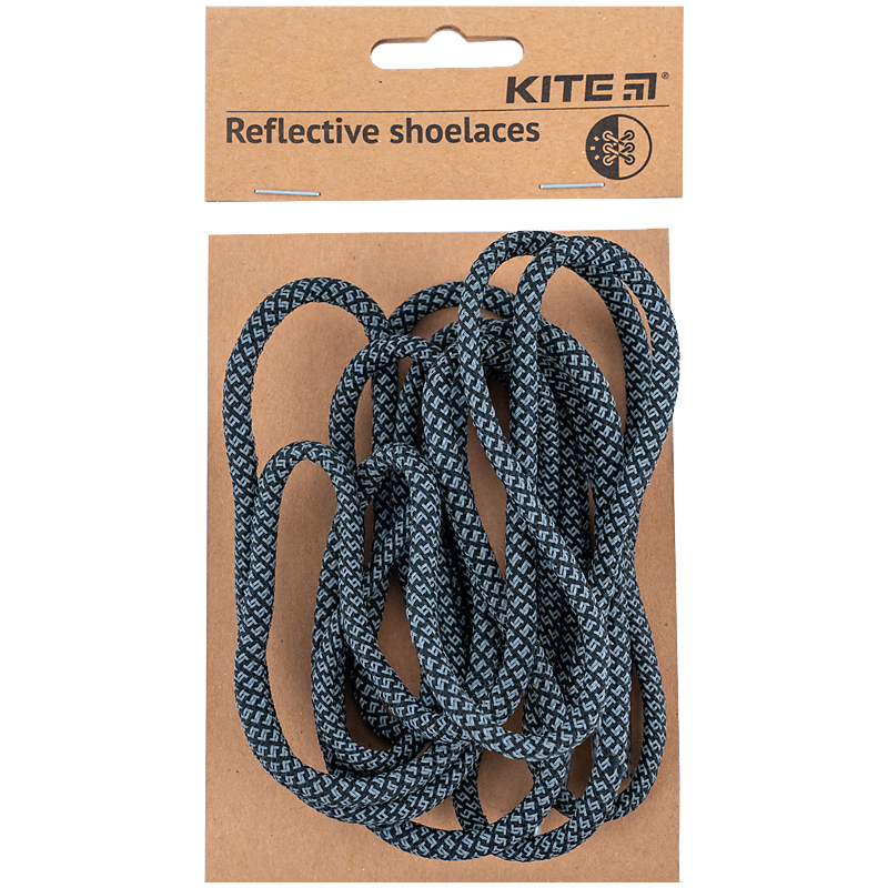 Шнурівки для взуття світловідбиваючі, чорн. Kite - фото 2