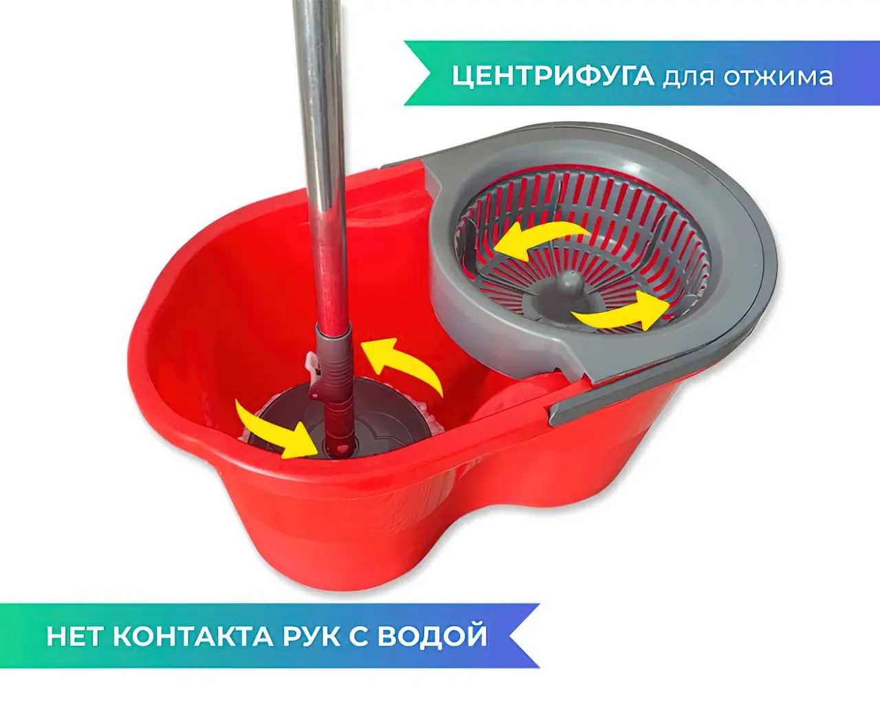 Набір для прибирання Magic Mop. Швабра та відро з з системою самовіджиму, асорті Zambak Plastik - фото 5