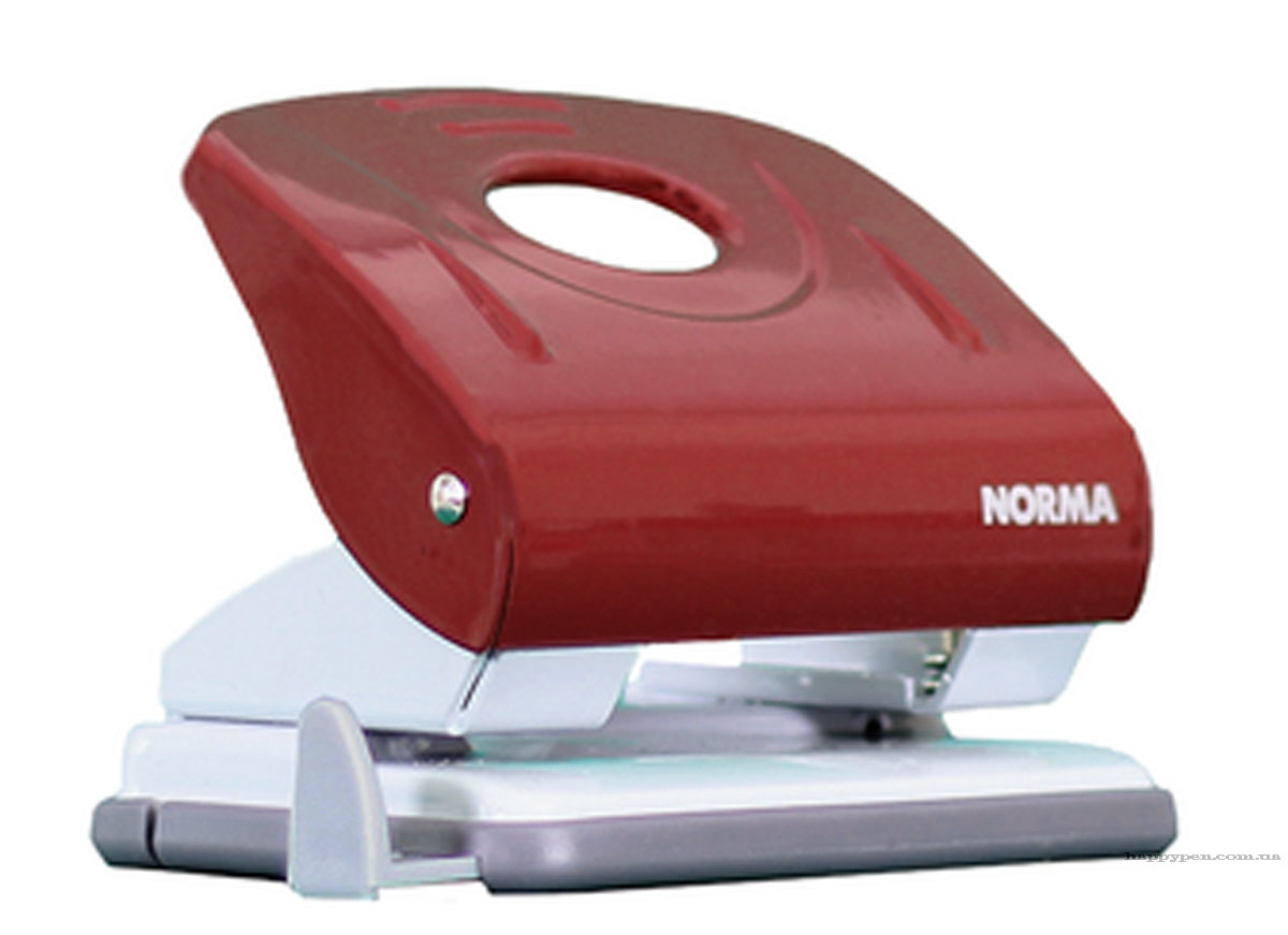 Дырокол на 2 отверстия, до 30 листов (4346), металлический, красн. NORMA - фото 4