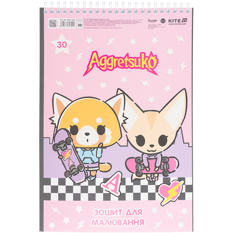 Зошит для малювання, 30 арк., спір., софт тач + УФ лак, «Aggretsuko» Kite - фото 3