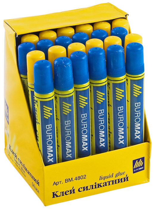 Клей силікатний, з губкою 50г., олівець BuroMax - фото 4