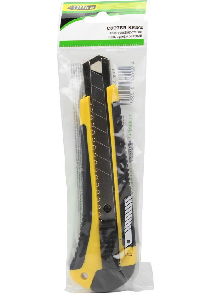 Нож канцелярский большой 18мм., метал. направляющая, прорезиненный корпус 4Office - фото 4