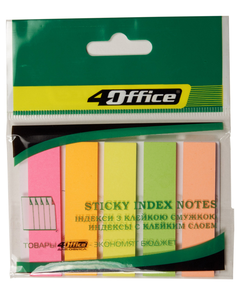 Закладки бумажные 12х50мм., 150шт., 5 цветов по 30 листов, неон. 4Office - фото 2
