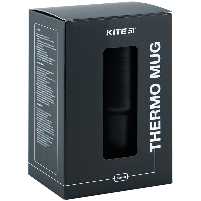 Термокружка с ручкой 600 мл, черная Kite - фото 5