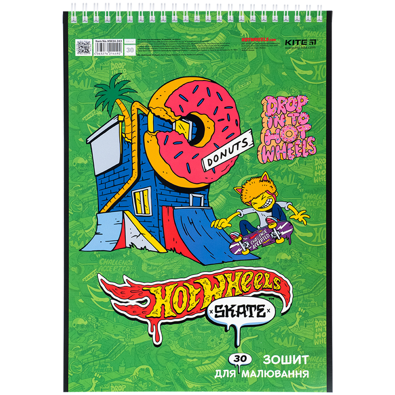 Зошит для малювання, 30 арк., спір., гібр. лак + УФ лак, «Hot Wheels» Kite - фото 3