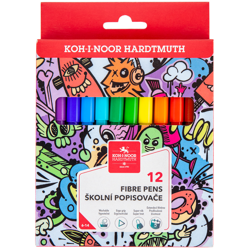 Фломастеры Teenage, 12 цветов, картон.уп. Koh-i-noor - фото 2