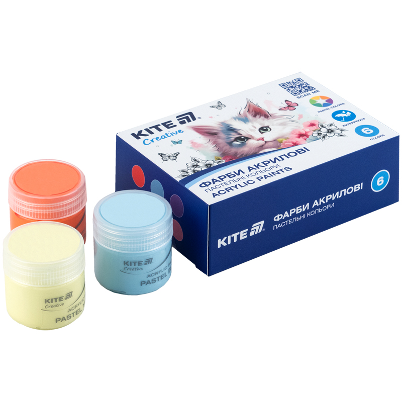 Фарби акрилові, 6 пастельних кольорів, 20 мл, Kite Creative (K-272) Kite - фото 2