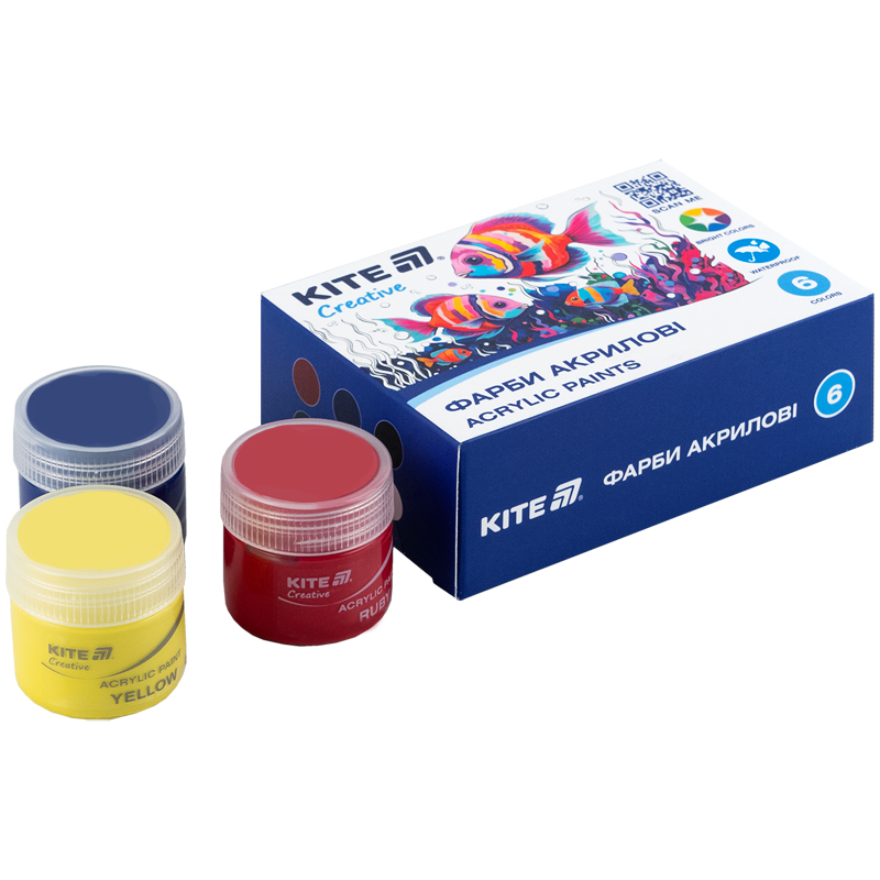 Фарби акрилові, 6 кольорів, 20 мл, Kite Creative (K-271) Kite - фото 2