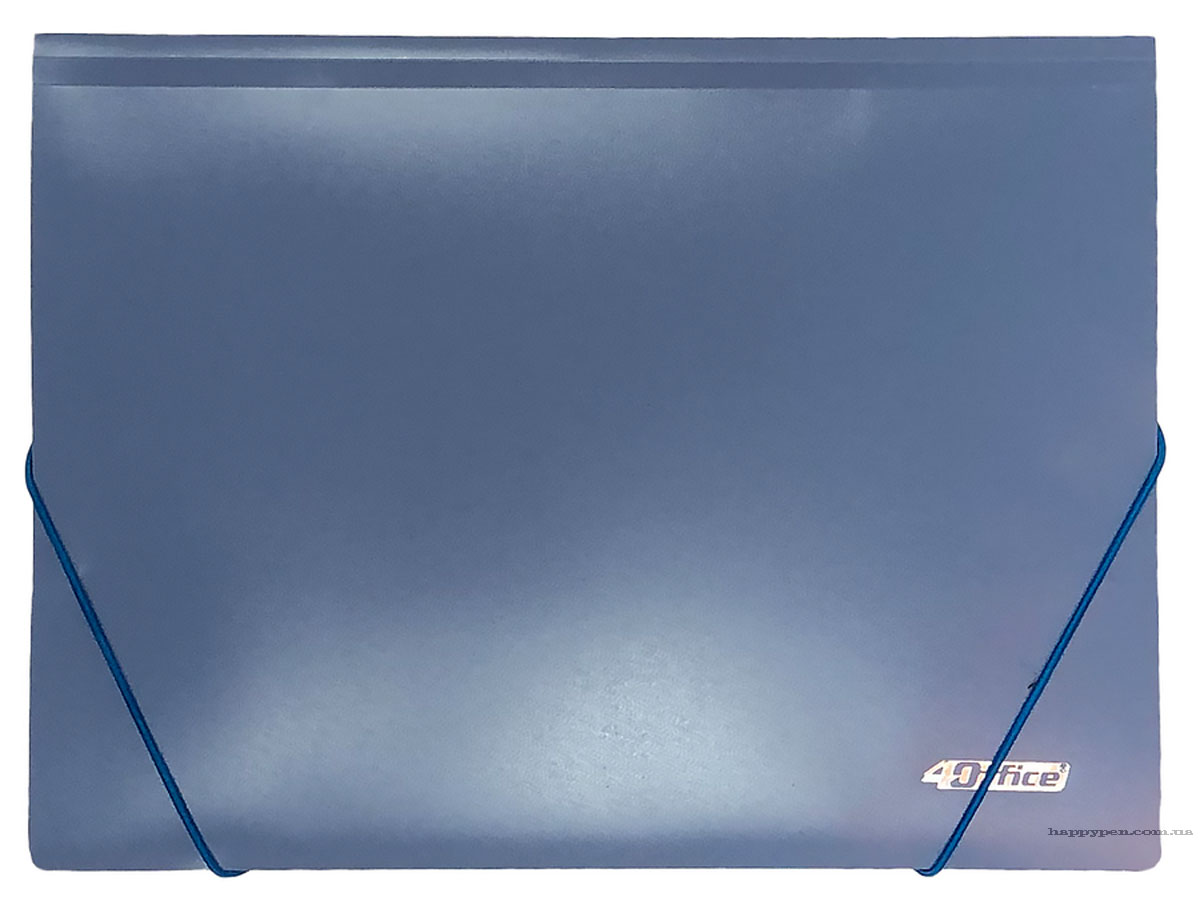 Папка на резинках А4, пластик, син. 4Office - фото 2
