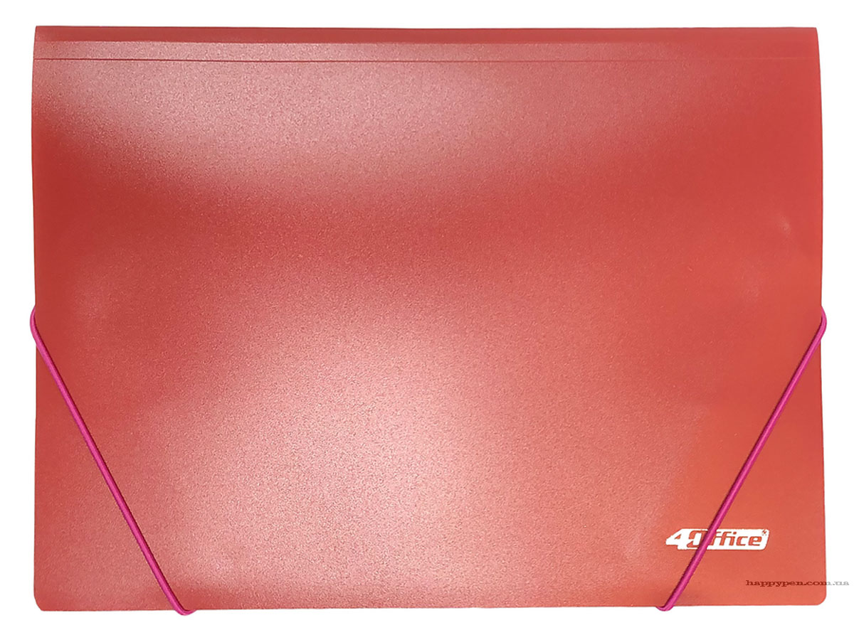 Папка на гумках пластикова А4, черв. 4Office - фото 3