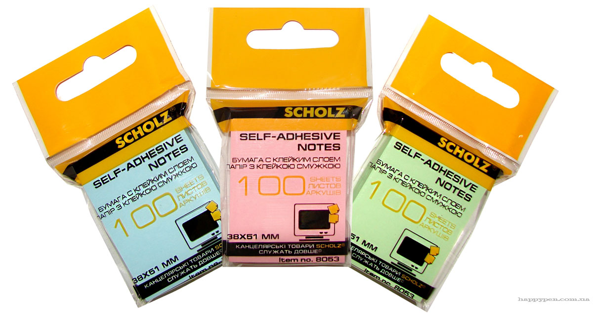 Блок бумаги с клейким слоем 38*51мм.*100 листов, ассорт. Scholz - фото 5