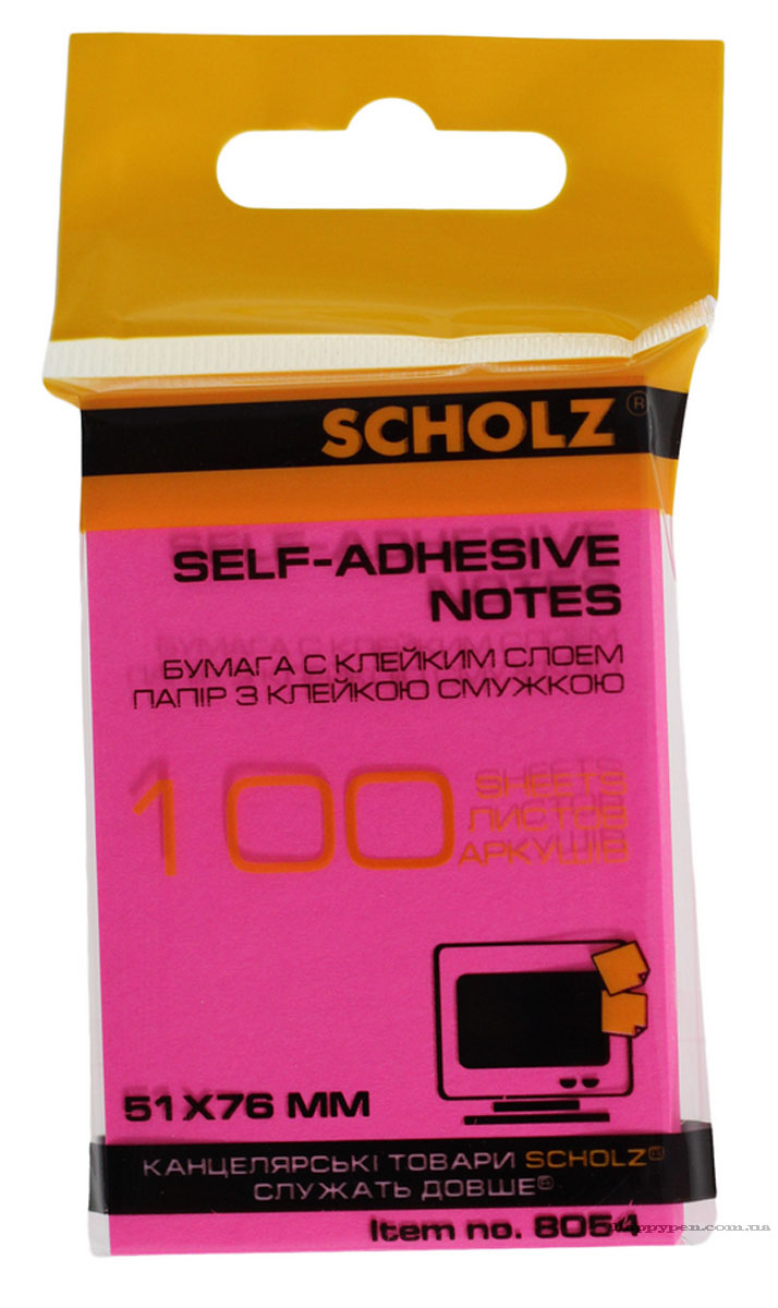 Блок паперу з клейким шаром  51*76мм.*100л., неон., асорті Scholz - фото 5