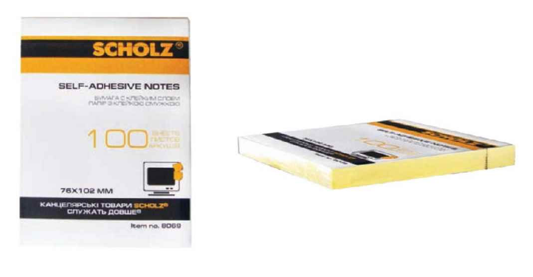 Блок паперу з клейким шаром  76*102мм.*100л., жовт. Scholz - фото 2