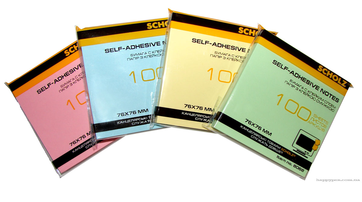 Блок бумаги с клейким слоем 76*76мм.*100 листов, пастель, ассорти Scholz - фото 5