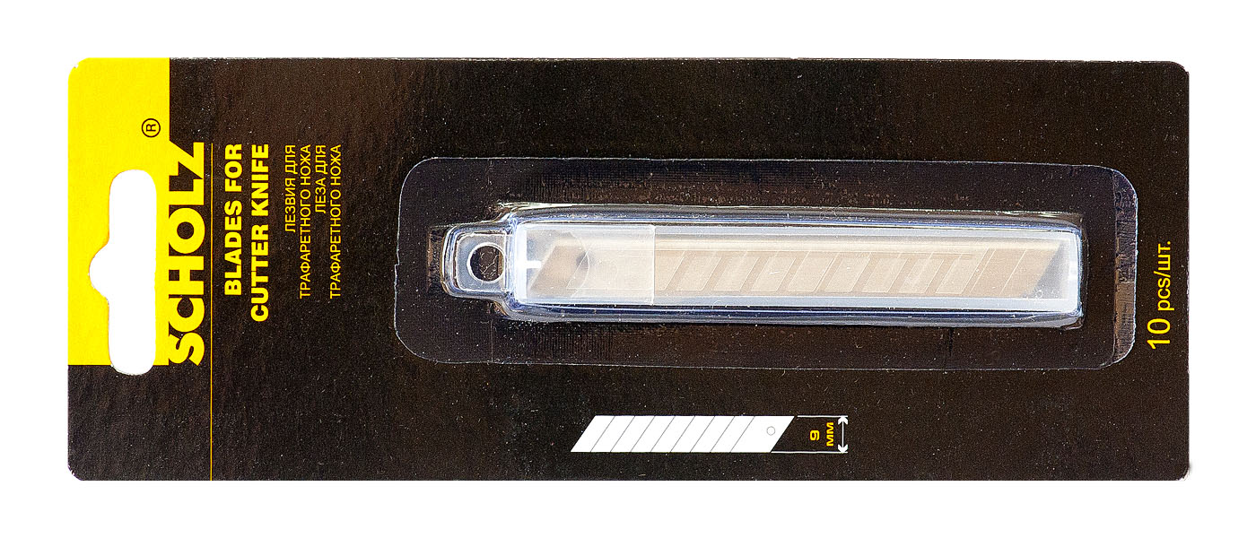 Леза змінні для канцелярського ножа 9мм., 10шт/уп. Scholz - фото 2