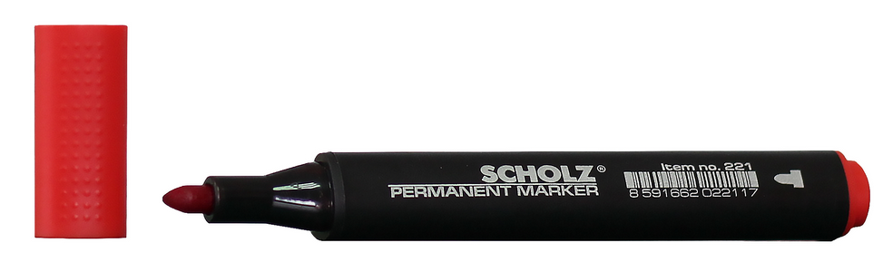 Маркер перманентный, круглое острие 1-2мм., красн. Scholz - фото 5