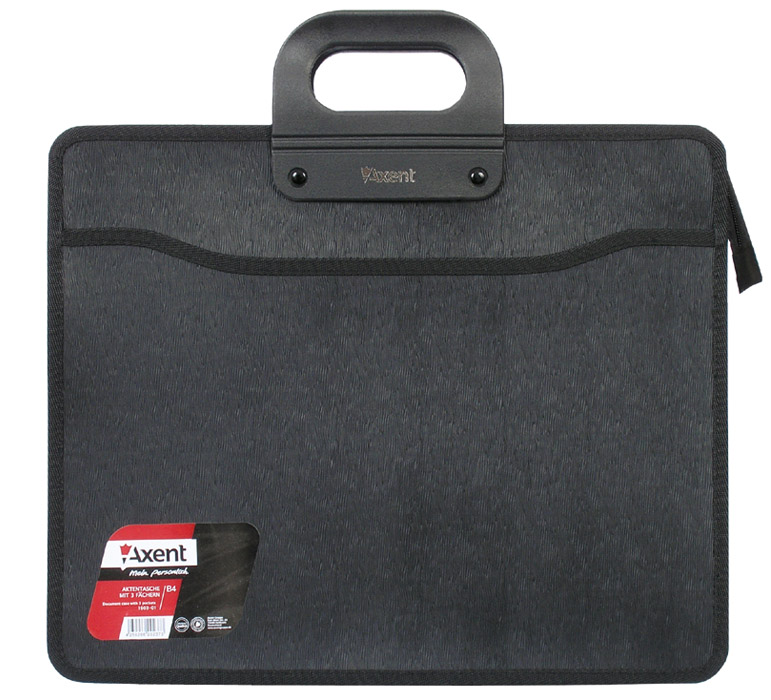 Портфель на 3 отделения, В4, рельефный, на молнии, черн. Axent - фото 4
